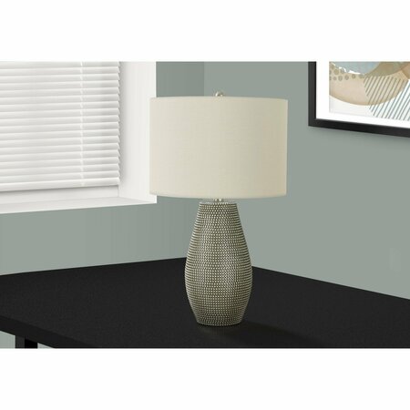 MONARCH SPECIALTIES Lighting, 24 in.H, Table Lamp, Grey Resin, Ivory / Cream Shade, Contemporary I 9654